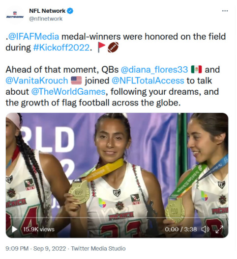 The World Games Flag Football medallists honored at NFL Kickoff in Los Angeles 